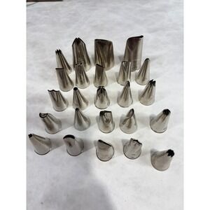 Ateco Mayos Cake Decorating Piping Tips Lot of 21 Stainless Steel Icing Nozzles